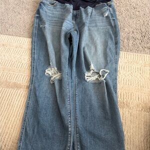Women’s Maternity Light Blue Distressed Jeans